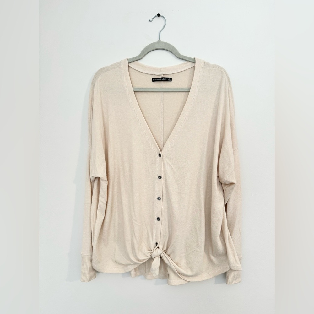 Abercrombie & Fitch Button Down Sweater, Women’s size XL, Cream/Blush